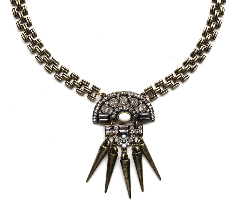 Boho Spike Necklace- Brass