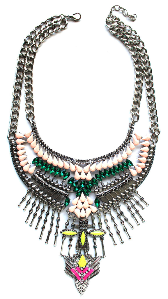 Gypsy Bling Statement Necklace- Multi