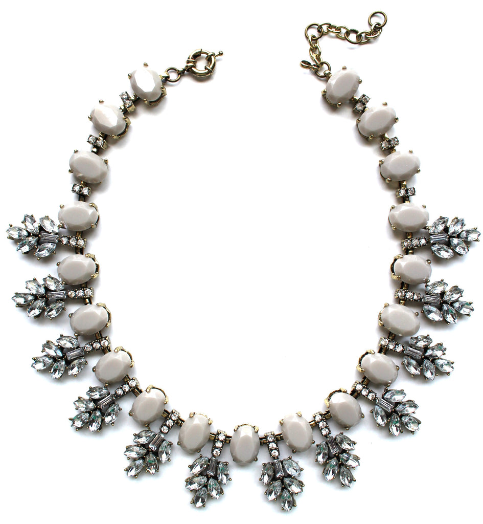 Luxe Gray Leaves Frosting Statement Necklace