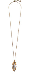 Crystal Studded Metal Long Necklace