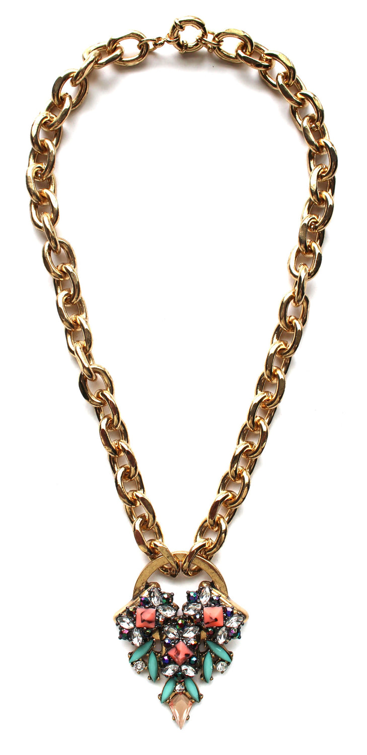 Aquatic Stones Chunky Chain Necklace