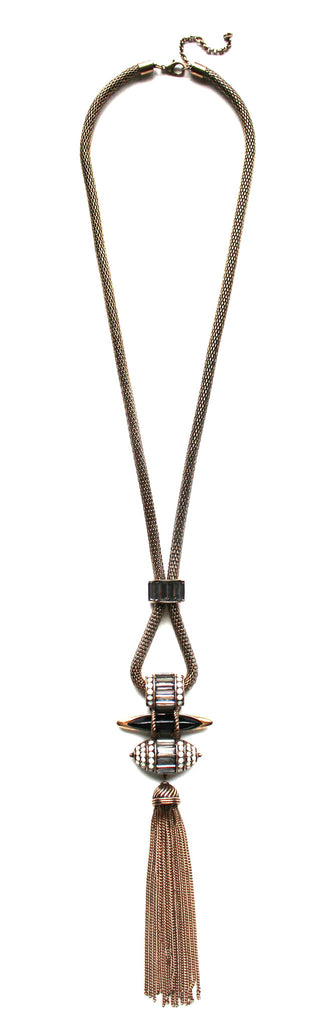 Native Warrior Embellished Tassel Necklace