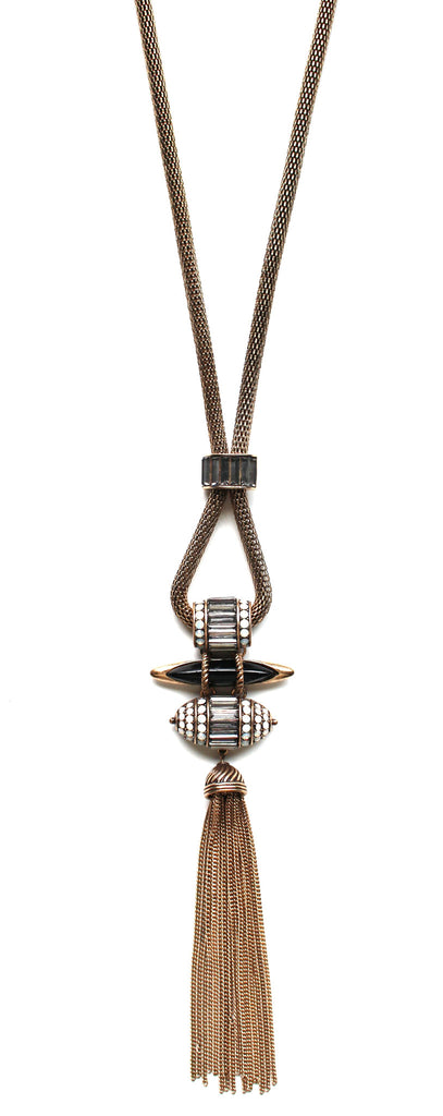 Native Warrior Embellished Tassel Necklace