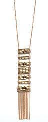 Stacked Beads & Tassels Necklace- Ivory