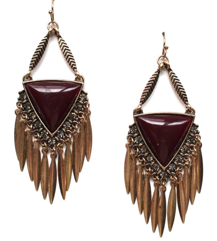 Southern Belle Fringe Earrings- Red Wine