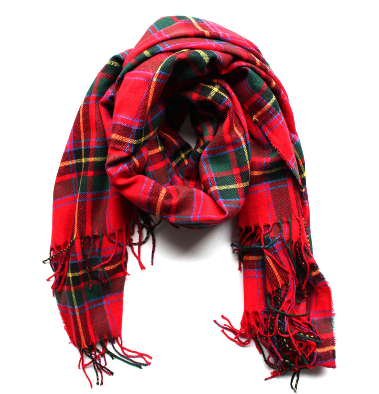 Mad For Plaid Festive Blanket Scarf- Red Multi