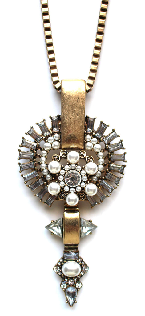Embellished Medallion Long Necklace
