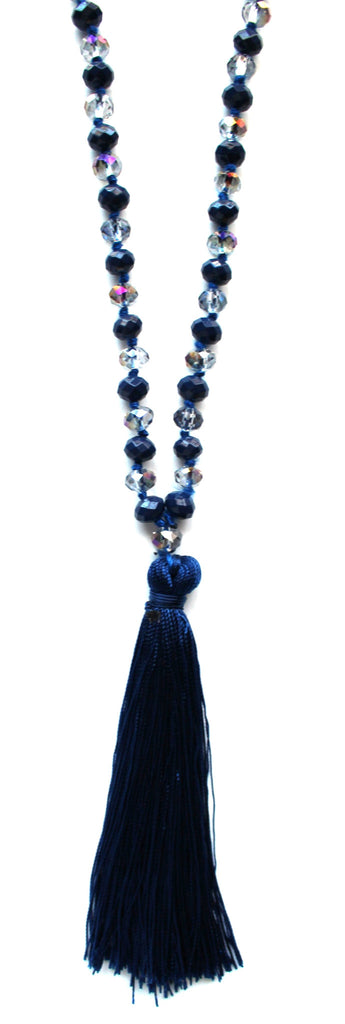 Iridescent Beads Tassel Necklace