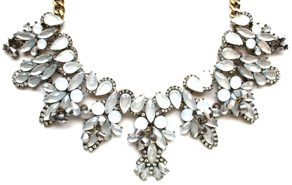 Shimmering Translucent Crystals Statement Necklace