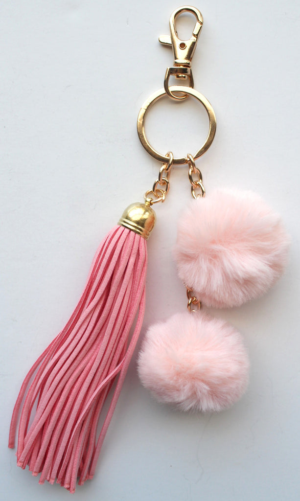 Faux Mini POM Tassel Charm/Keychain- Light Pink