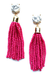 Sweet Treat Tassel Earrings- Hot Pink