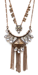 Layered Crystal Armor Tassel Necklace