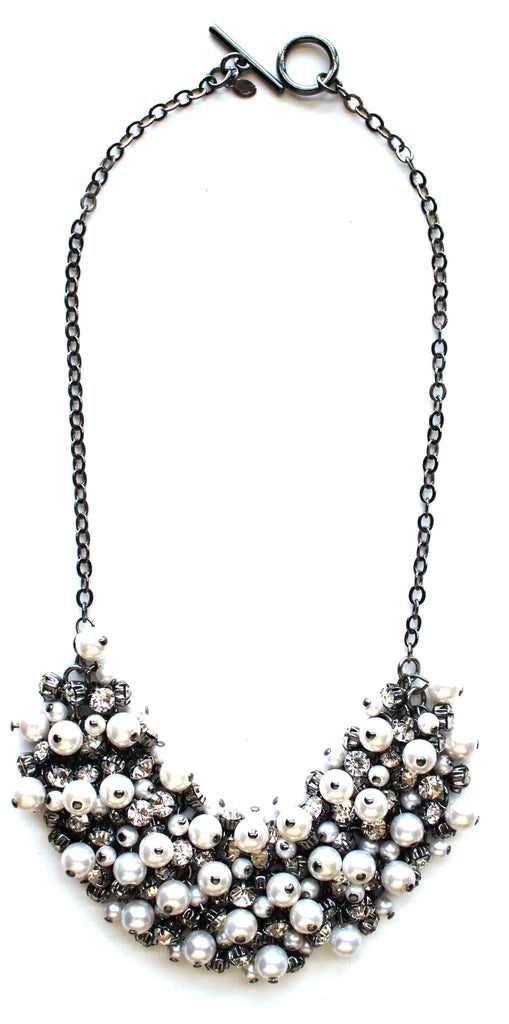 Pearl & Crystal Cluster Necklace