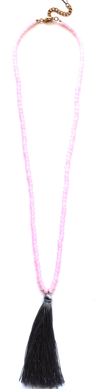 Bubblegum Beads & Tassel Necklace