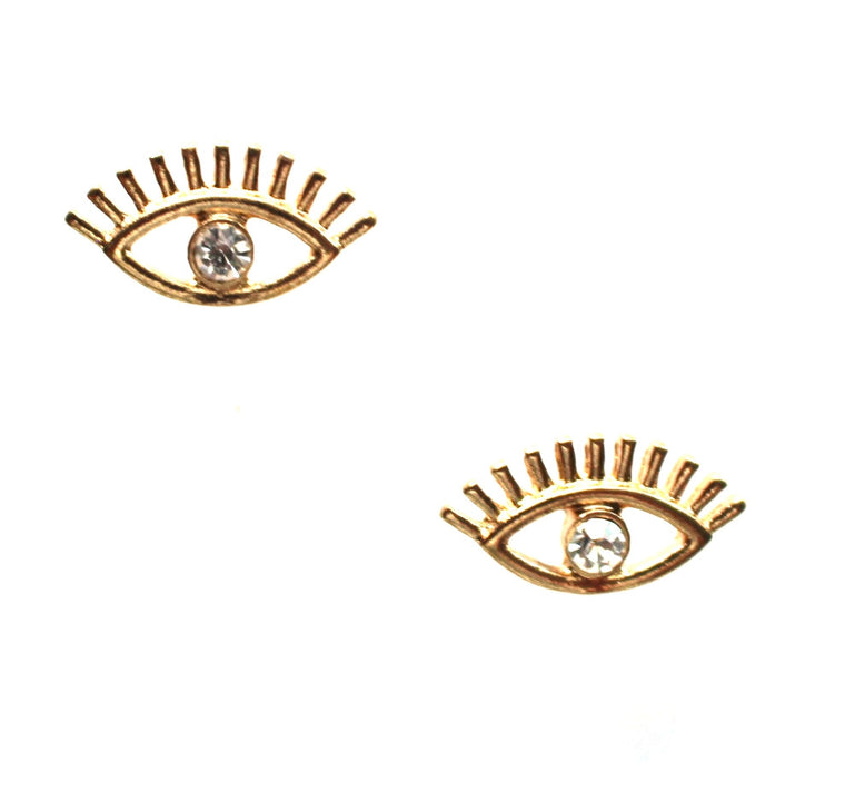 Eye Shine Stud Earrings- Gold