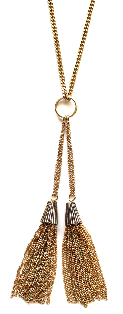 Metal Long Line Tassel Necklace