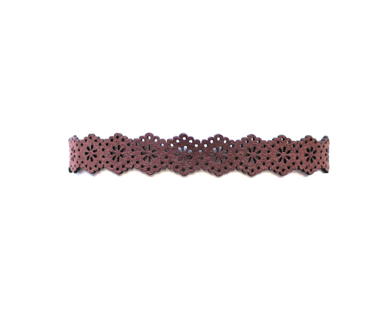 Floral Chic Choker Necklace- Brown
