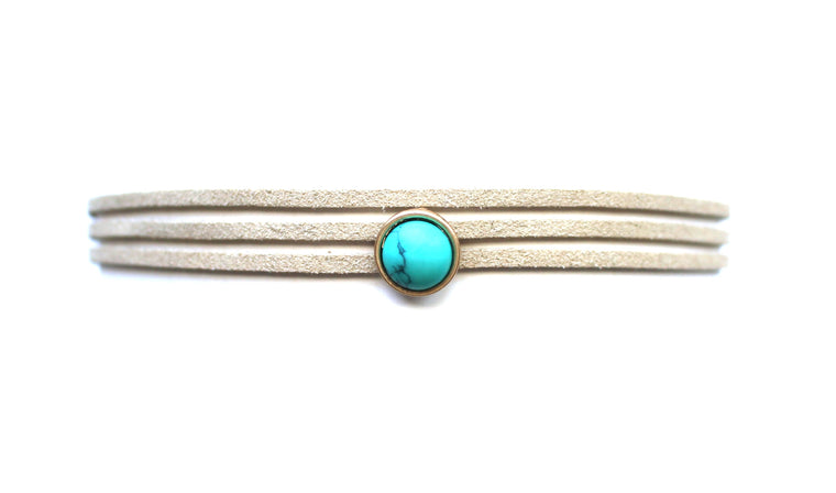 Marble Dot Choker Necklace- Taupe/Turquoise