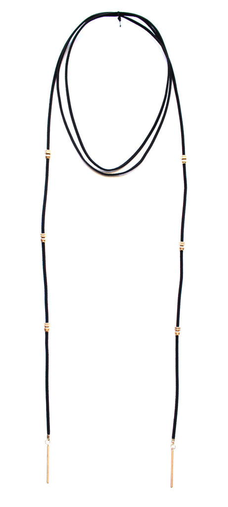Rock Stud Wrap Choker Necklace- Black