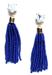 Sweet Treat Tassel Earrings- Navy Blue