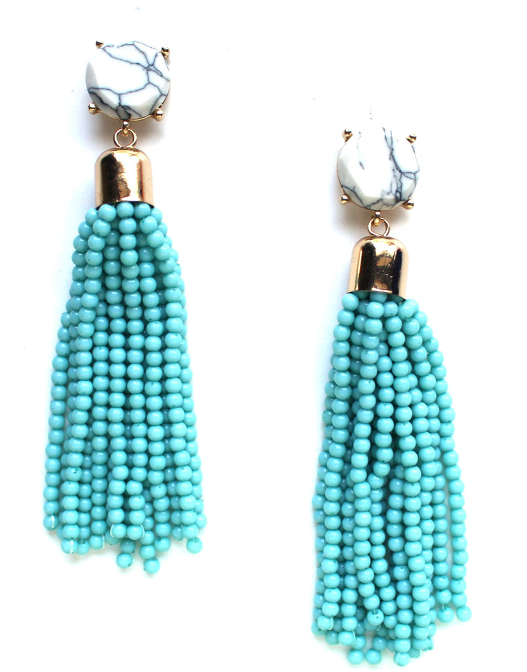 Sweet Treat Tassel Earrings- Baby Blue