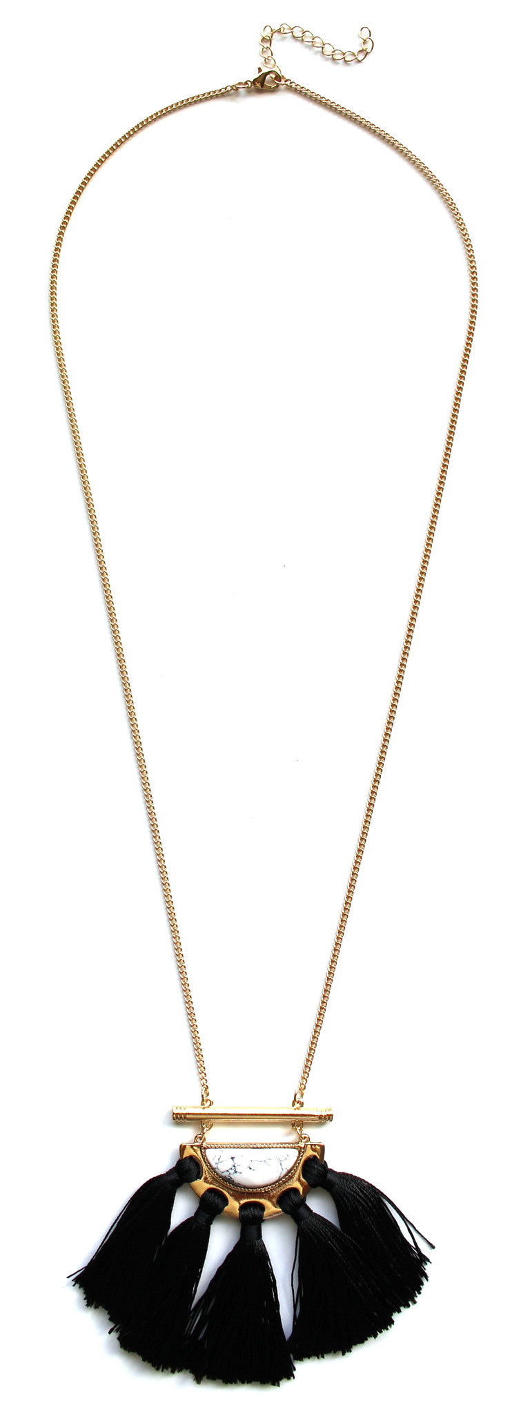 Marble Crescent Tassel Necklace