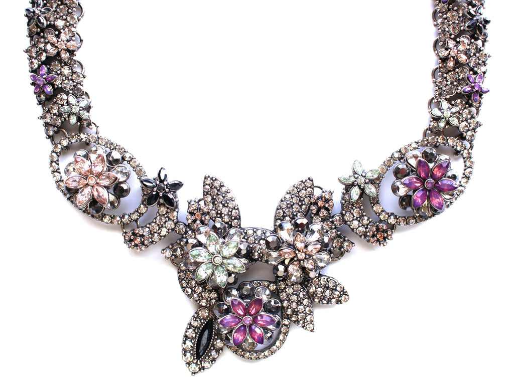 Luxe Floral Frosting Statement Collar Necklace