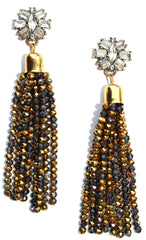 Golden Mix Jeweled Statement Earrings