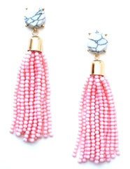 Sweet Treat Tassel Earrings- Pale Pink