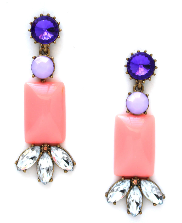 Crystal Color Stone Earrings
