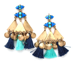 Gypsy Blues Tassel Earrings