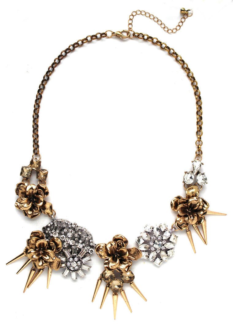 Golden Blooms Crystal Necklace