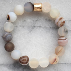 Beaded Stretch Bracelet- Natural Taupe