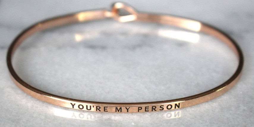 'You're My Person' Dainty Bangle Bracelet-Rose Gold