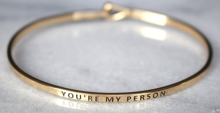 'You're My Person' Dainty Bangle Bracelet-Gold