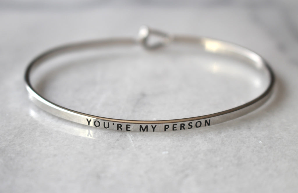 'You're My Person' Dainty Bangle Bracelet-Silver