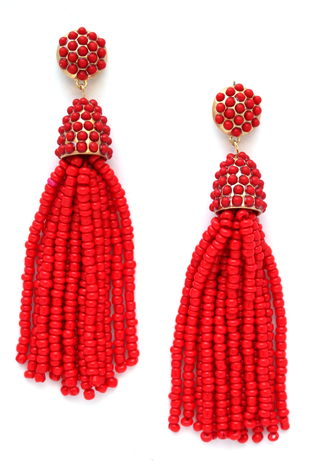 Victoria Joy Tassel Earrings- Red