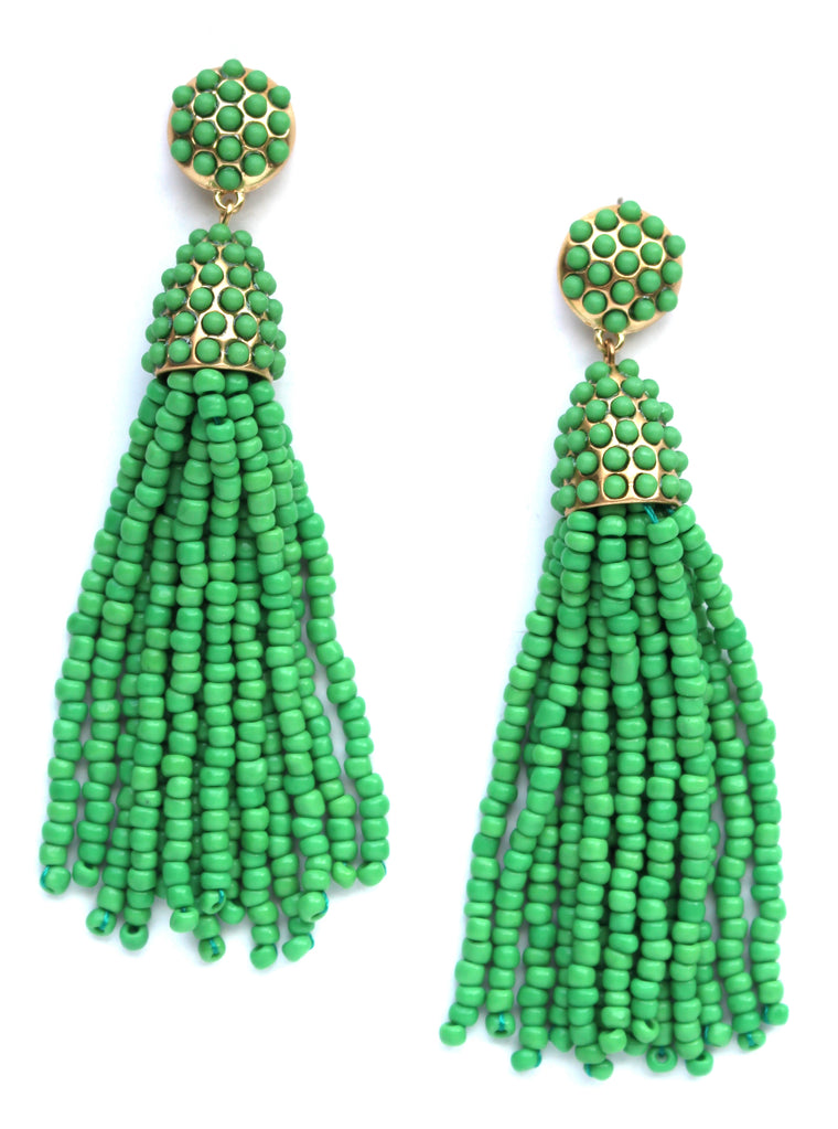 Victoria Joy Tassel Earrings- Green