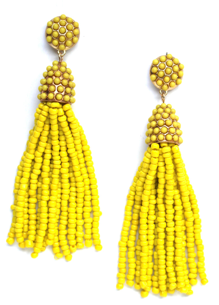 Victoria Joy Tassel Earrings- Yellow