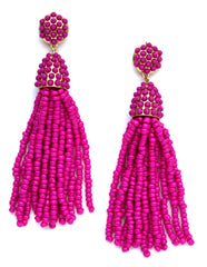 Victoria Joy Tassel Earrings- Hot Pink