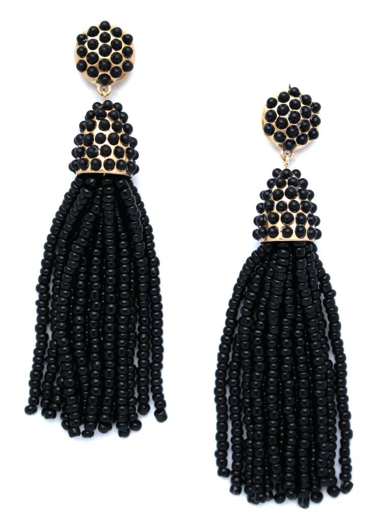Victoria Joy Tassel Earrings- Black