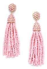 Victoria Joy Tassel Earrings- Light Pink