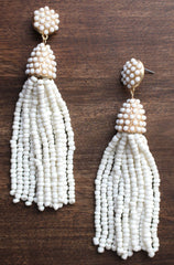 Victoria Joy Tassel Earrings- White
