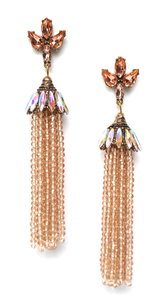 Bella Shine Tassel Earrings- Champagne