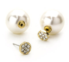 Pavé Dot & Pearl Peekaboo Earrings- Gold