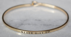 'Never Give Up' Dainty Bangle Bracelet-Gold