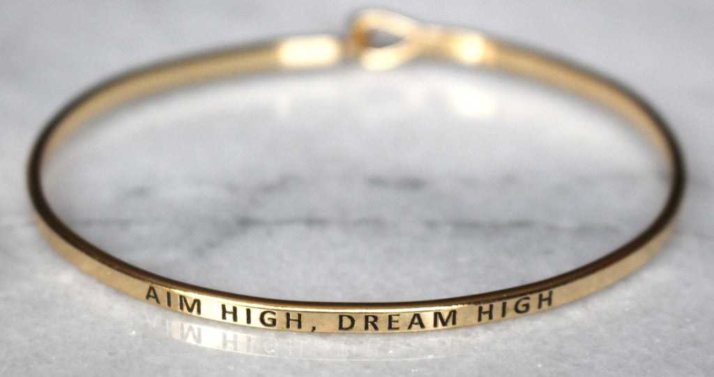 'Aim High, Dream High' Dainty Bangle Bracelet-Gold