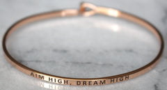 'Aim High, Dream High' Dainty Bangle Bracelet-Rose Gold