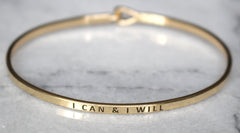 'I Can & I Will' Dainty Bangle Bracelet-Gold
