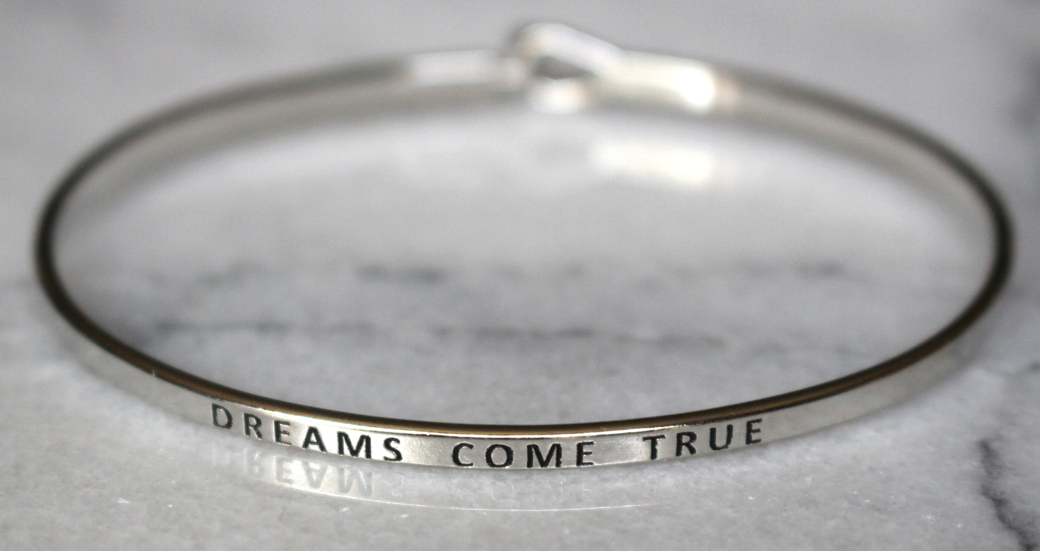 'Dreams Come True' Dainty Bangle Bracelet-Silver